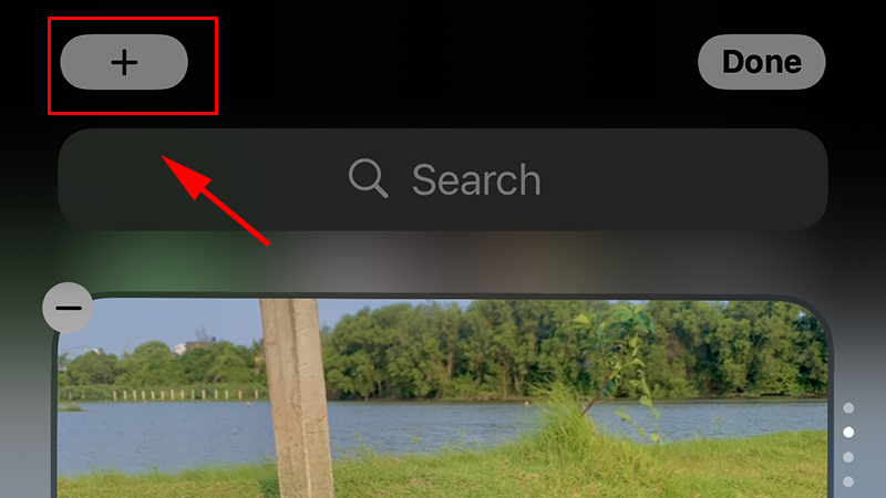 Bấm dấu + trên góc trái màn hình để thêm tiện ích